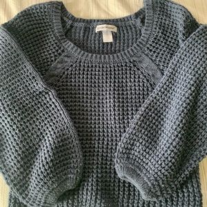 Blue cotton emporium balloon sleeve sweater